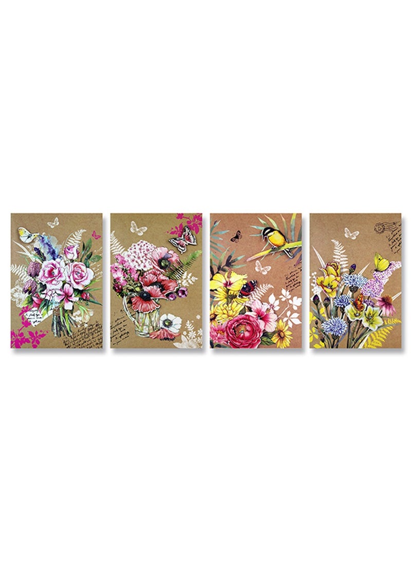 EuroWrap Juicy Lemon Floral Kraft Greeting Card 50 Cards - Image 1