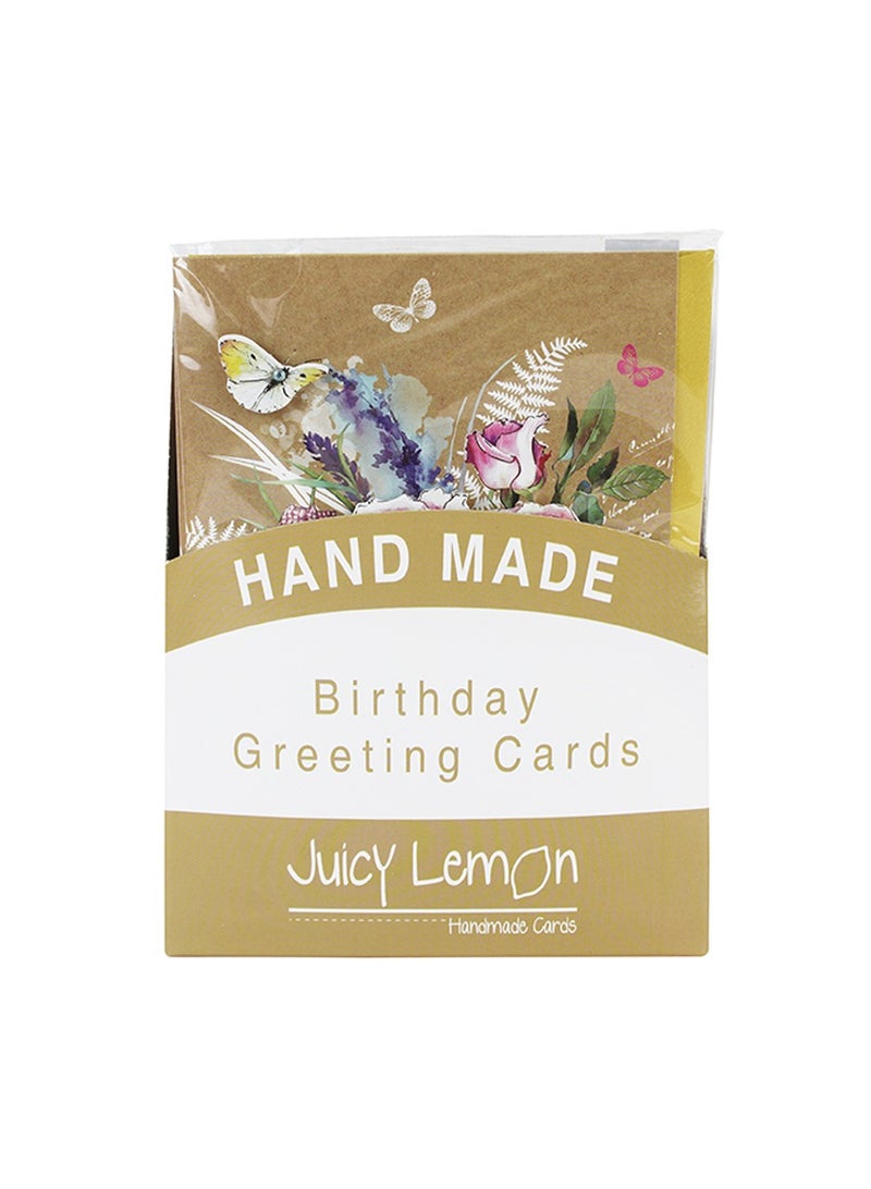EuroWrap Juicy Lemon Floral Kraft Greeting Card 50 Cards - Image 3
