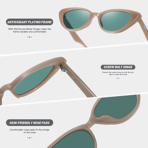 Fozono Retro Vintage Narrow Cat Eye Sunglasses for Women 90s Small Chic Trendy Sunnies UV400 Party Driving FZN7514(Tortoise/Dark green) - Image 4
