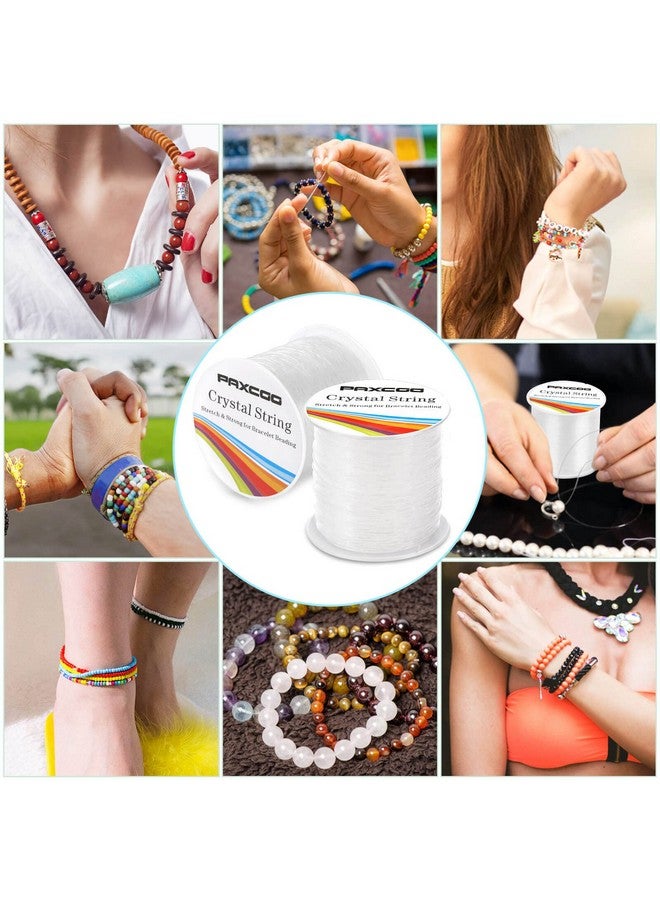 PAXCOO Bracelet String Paxcoo 2 Rolls Elastic Stretchy Bead String Cord For Clay Beads Kandi Pony Beads Bracelets Jewelry Making (0.8Mm Crystal) - Image 2