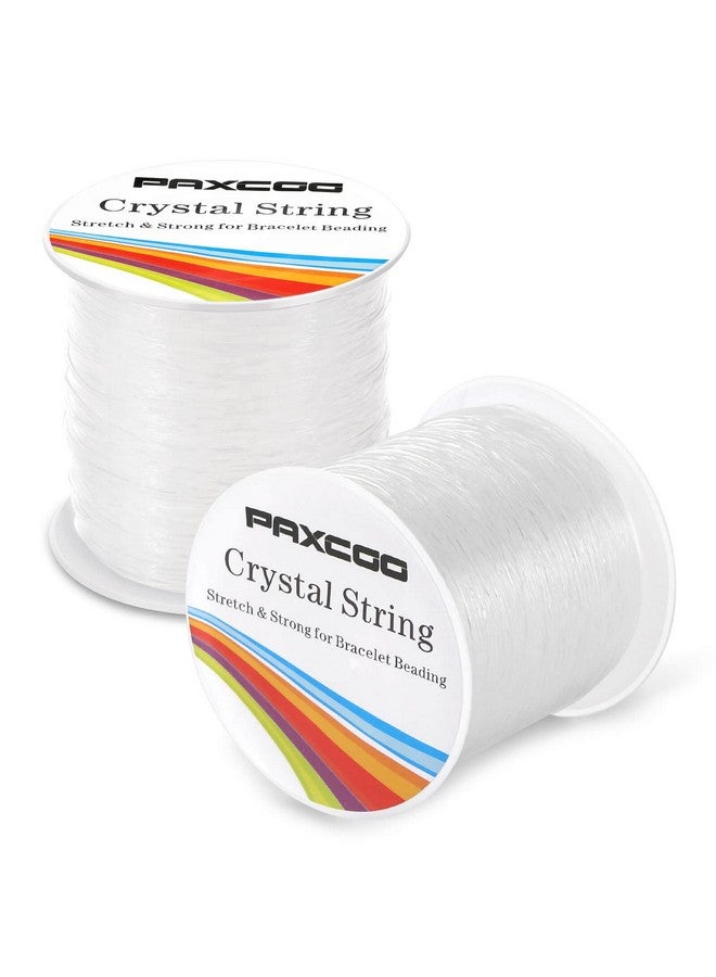 PAXCOO Bracelet String Paxcoo 2 Rolls Elastic Stretchy Bead String Cord For Clay Beads Kandi Pony Beads Bracelets Jewelry Making (0.8Mm Crystal) - Image 1