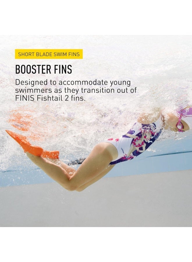 FINIS Booster Swim Fins for Kids - Floating Rubber Fins - Teaches Kick Technique - Open-Toe Design - Comfortable Fit - Orange, 2XS - Image 2