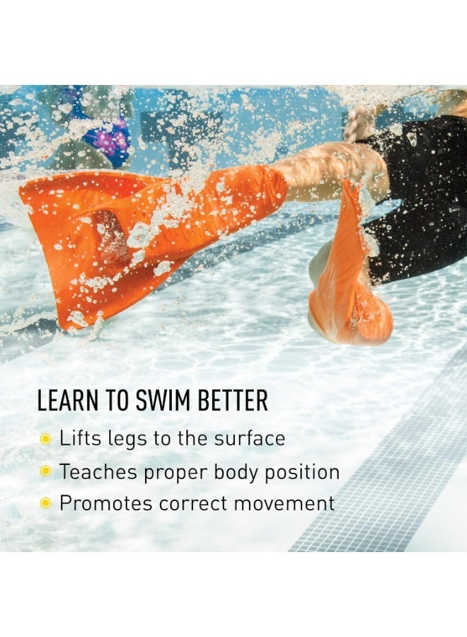 FINIS Booster Swim Fins for Kids - Floating Rubber Fins - Teaches Kick Technique - Open-Toe Design - Comfortable Fit - Orange, 2XS - Image 3