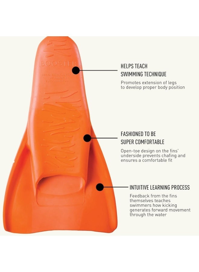 FINIS Booster Swim Fins for Kids - Floating Rubber Fins - Teaches Kick Technique - Open-Toe Design - Comfortable Fit - Orange, 2XS - Image 4