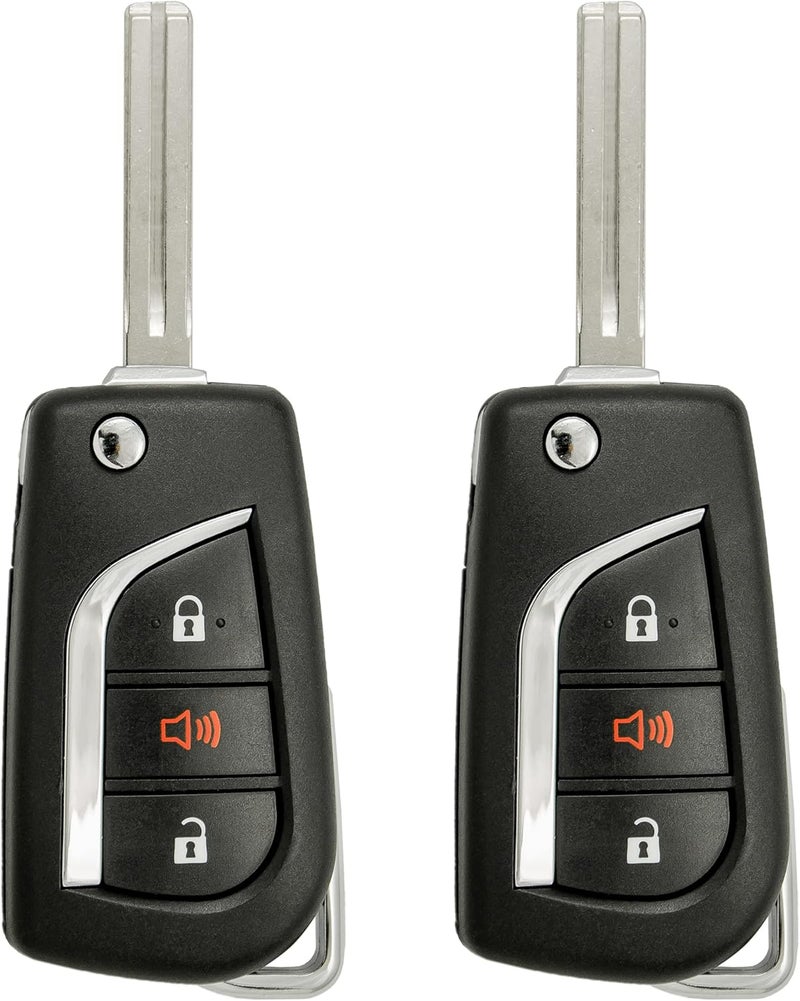 Keyless2Go Replacement Remote Flip Key for Toyota HYQ12BFB 89070-12C20 (2 Pack) - Image 1