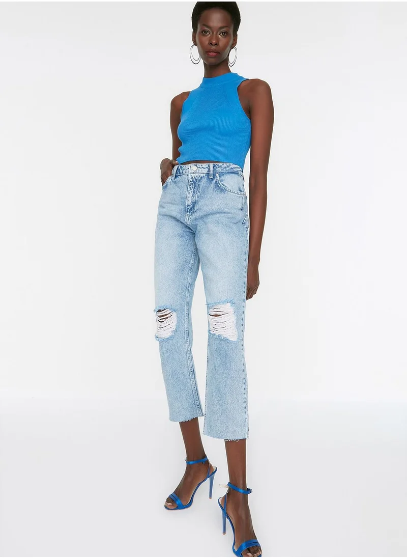 trendyol Ripped Straight Jeans