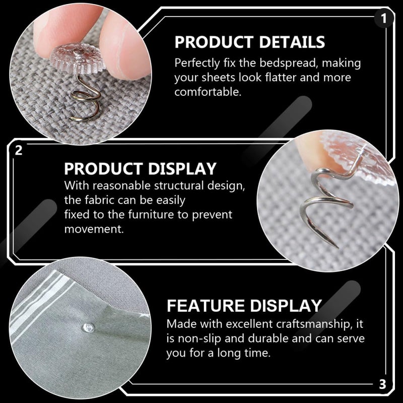 Worldwide simple practical design 60pcs Spiral Push Pins Bed Skirt Pins Bed Sheet Clips Non-Slip Fasteners for Upholstery Slipcovers Dust Ruffle Foldable Multi-demand compliant quality KSA market popular practical build New residential zone delivery Fast intercity distribution Budget friendly sizing alternatives All territory compatible build High precision lightweight material Dust tight seal Workday cycle fulfillment Narrow & wide space compatible Low wear optimized build Local licensed courier Economical upgraded quality Universal design Natural tone color options Market diverse application fit Easy hand assemble compatible Upgraded simple practical design Gulf climate tested upgraded quality Slow wear optimized quality Regular scheduled transit Treated anti-rust metal Flat working surface - Image 5