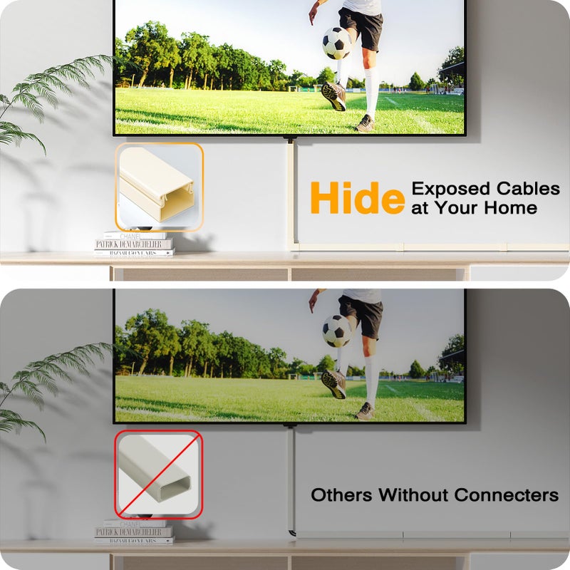 Delamu Cord Cover Wall, 157in Delamu Cord Hider Wall Mounted TV, Wire Covers for Cords Cable Management, Cable Raceway Cable Hider Concealer, Cable Cover Wire Hider to Hide Cords, 10XL15.7W0.95H0.55in Beige - Image 5
