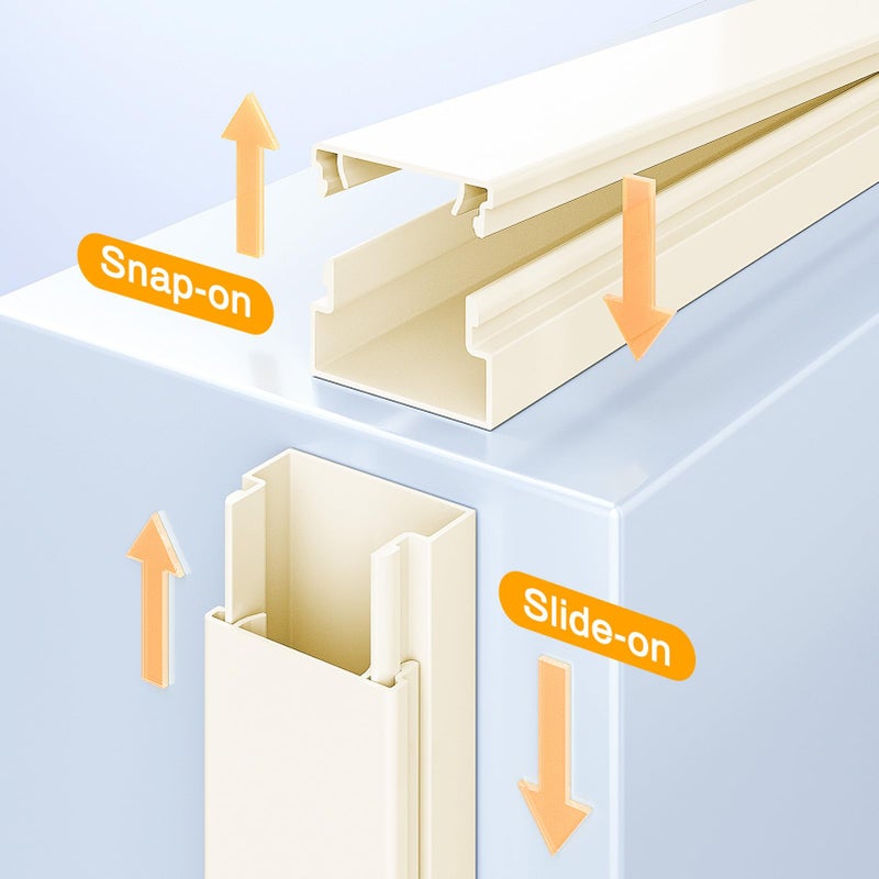 Delamu Cord Cover Wall, 157in Delamu Cord Hider Wall Mounted TV, Wire Covers for Cords Cable Management, Cable Raceway Cable Hider Concealer, Cable Cover Wire Hider to Hide Cords, 10XL15.7W0.95H0.55in Beige - Image 3