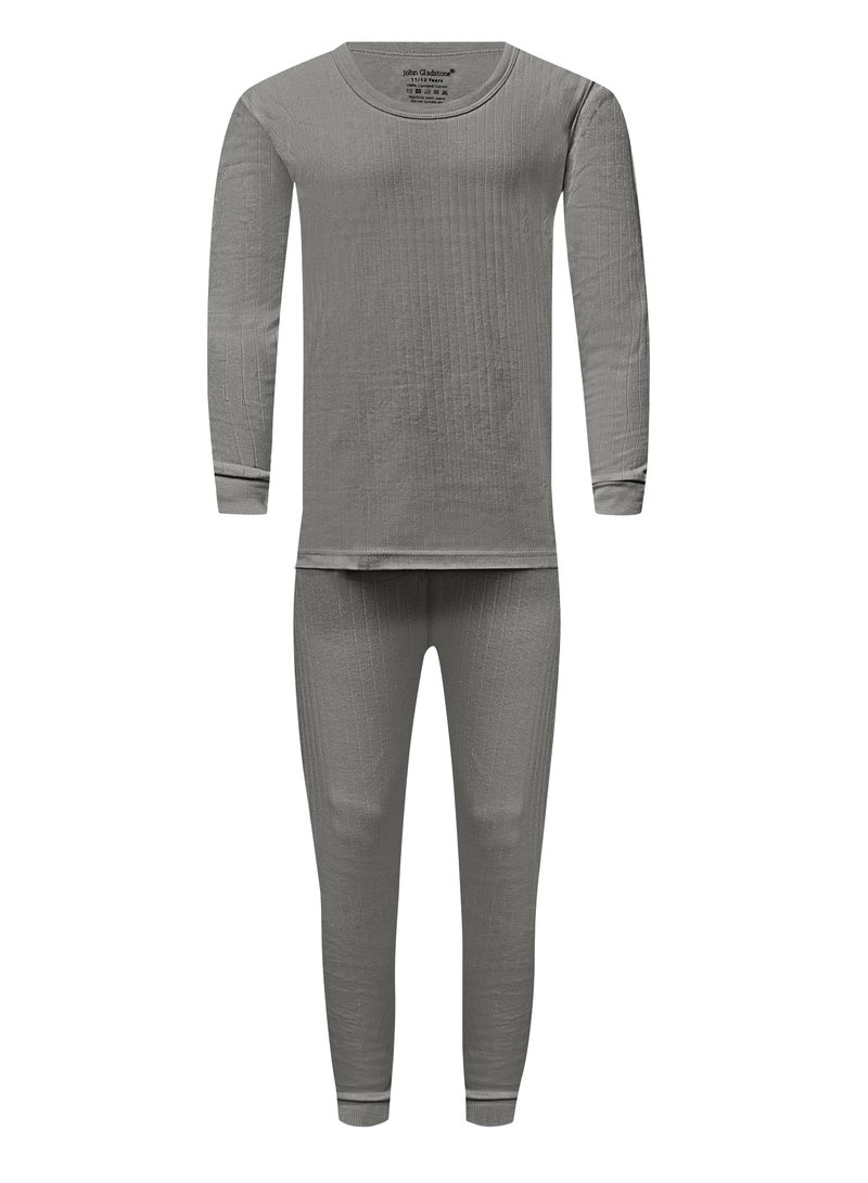 John Gladstone Boy's Cotton Interlock Thermal Set (Grey) - Image 1