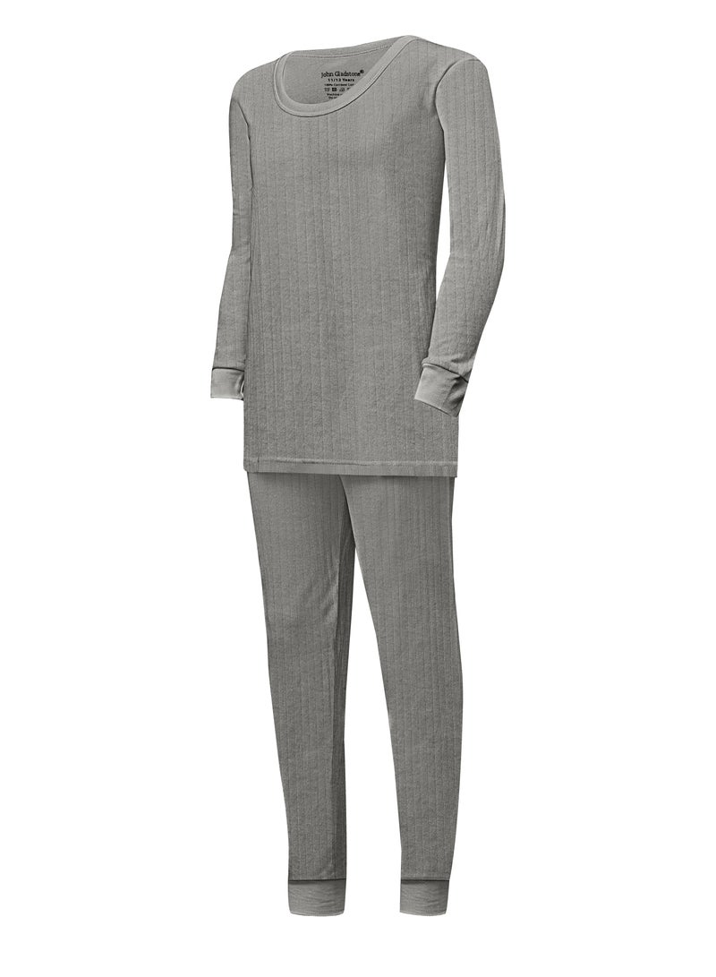 John Gladstone Boy's Cotton Interlock Thermal Set (Grey) - Image 2