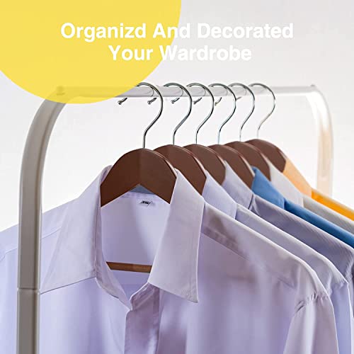 Evolluxi® Natural Smooth Finish Wooden Hanger for Clothes Hanging Hangers for Wardrobe, Precisely Cut Notches, 360 Degree Swivel Chrome Hook, Hanging Garments and Accessories (Pack of 100, Walnut) - Image 3