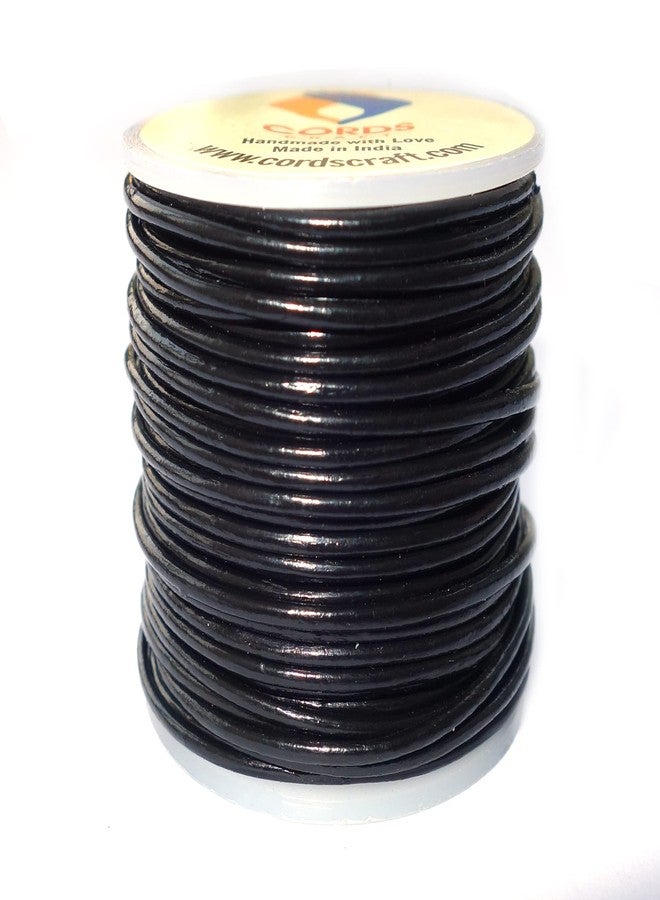Cords Craft Black Round Leather Cord 1mm, Genuine Leather String for Jewelry Making DIY Crafts, Beading Work, Necklace, Bracelet, Roll of 20 Meters (Black, 1mm) - Image 1