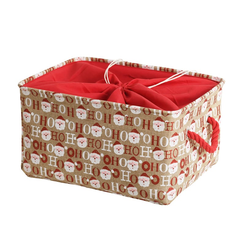Inough INough Christmas Baskets for Gifts Empty Christmas Decor Collapsible Santa Storage Bins with Handles Bright and Festive Gift Storage Container for Christmas for BabyKidsNursery Room