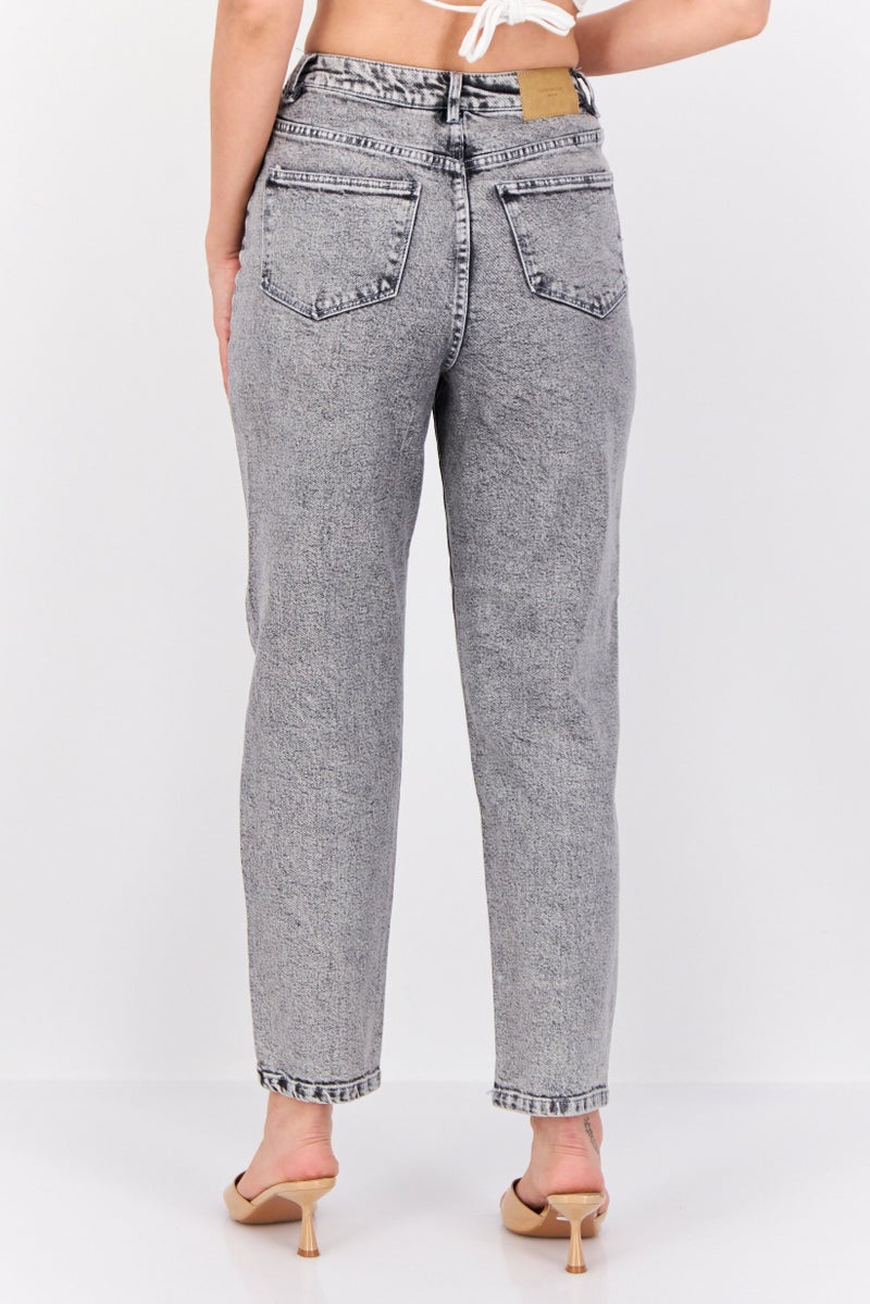 VERO MODA Women Regular Fit Washed Denim Jean, Grey  - Image 3