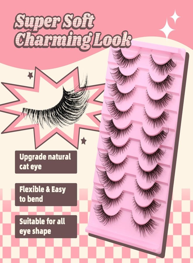 FADVAN Natural Cat Eye Lashes Wispy False Eyelashes Thin Cotton Band Soft Mink Lashes Natural Eye Lashes Pack 10 Pairs by FADVAN-BY003 - Image 4