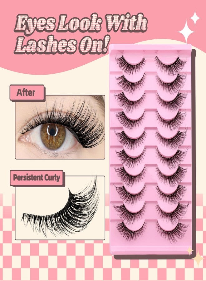 FADVAN Natural Cat Eye Lashes Wispy False Eyelashes Thin Cotton Band Soft Mink Lashes Natural Eye Lashes Pack 10 Pairs by FADVAN-BY003 - Image 3