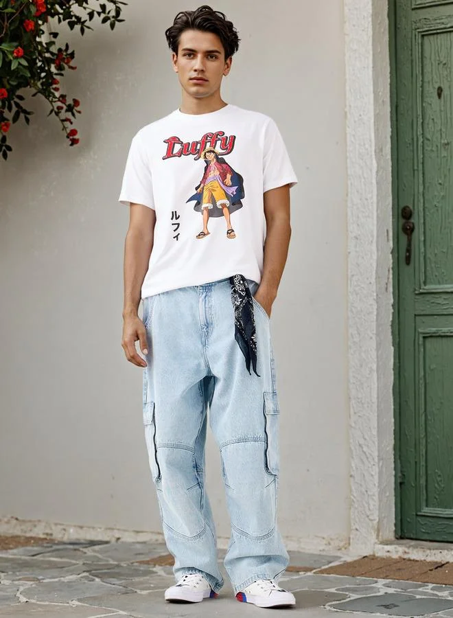 SP Characters Luffy Print Regular Fit T-shirt