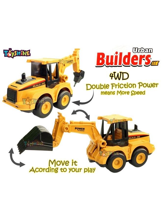 Toyshine Pack Of 4 Abs Plastic Construction Vehicle Automobile Car Toy Set Friction Powered 4Wd Toy Set  - Image 3