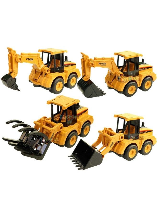 Toyshine Pack Of 4 Abs Plastic Construction Vehicle Automobile Car Toy Set Friction Powered 4Wd Toy Set  - Image 1