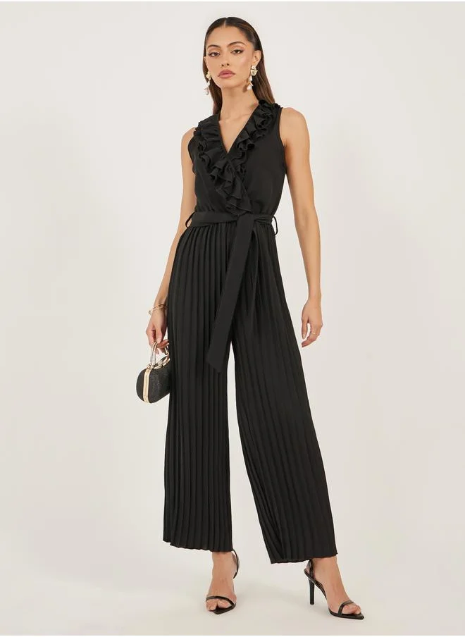 ستايلي Styli Women Black Striped Wide Leg Jumpsuit