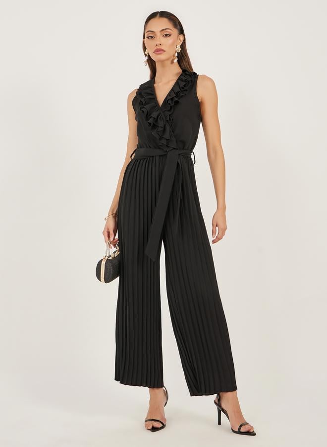 Styli Styli Women Black Striped Wide Leg Jumpsuit  - Image 1