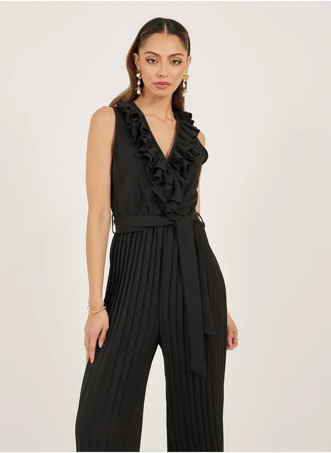 ستايلي Styli Women Black Striped Wide Leg Jumpsuit