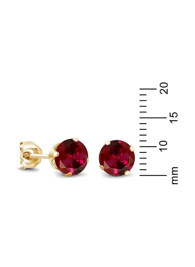 Fayrouz Jewellery Fayruz Jewelry 18K Yellow Gold Plated 10mm 4.00 Red Ruby Lobes Stud Earrings for Women All Occasions  - Image 4
