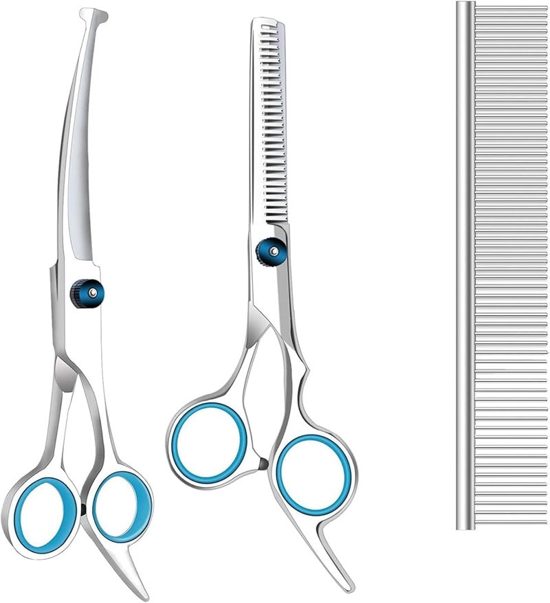 SQUISHCO 3Pcs Dog Grooming Scissors, Dog Hair Cutting Scissors, Precision Grooming Tools for Dogs and Small Pets - Image 1