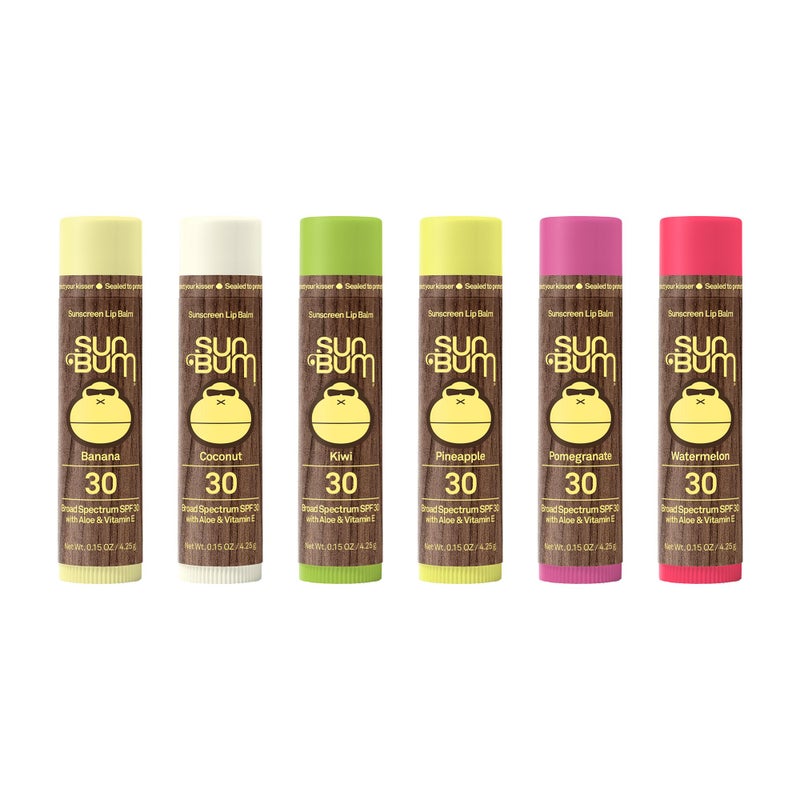 Sun Bum بلسم شفاه صن بوم | SPF 30 | 0.15 أونصة | حماية واسعة الطيف من UVA و UVB، خالي من البارابين، خالي من الجلوتين، نباتي | مجموعة الأصليين المتنوعة | 6 عبوات - Image 1