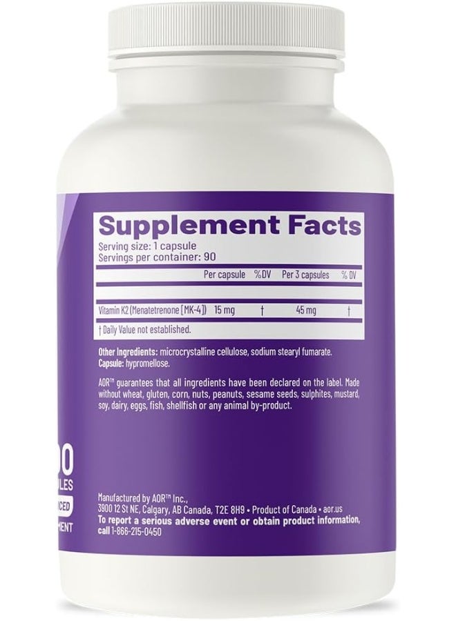 AOR Peak K2 Dietary Supplement for Adults - 90 Capsules - Image 3