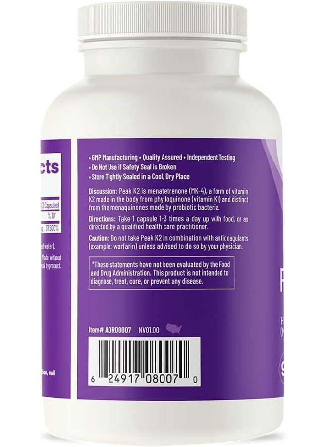 AOR Peak K2 Dietary Supplement for Adults - 90 Capsules - Image 2