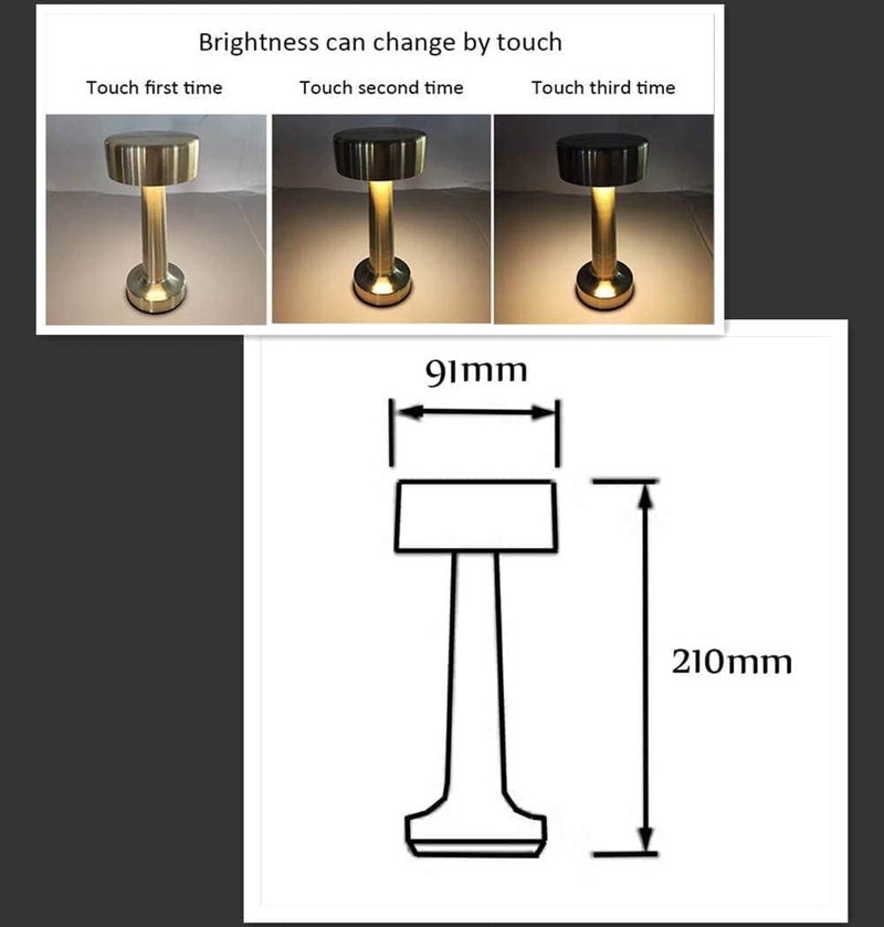 V2COM Modern Table Lamp Cordless Lighting 3W Dumbbells Style Dimmable Touch Switch LED Rechargeable Wireless Aluminium Desk Lamp for Restaurant Reading Bar Coffee Shop [2020 New] (Silver) - Image 5