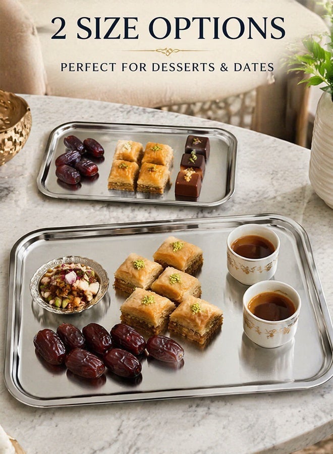 304 Stainless Steel Serving Tray Large Rectangular Kitchen Tray Mirror Finish Food Serving Platter for Coffee Tea Cake Baking Oven Tray Home Restaurant Commercial - Image 4