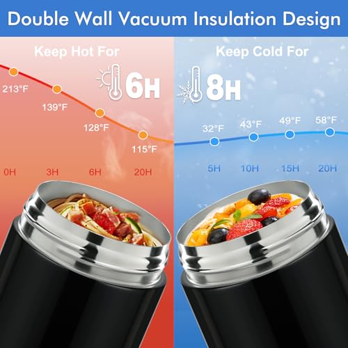 wiwens 12oz 2 Pack Insulated Food Jar Set for Kids Soup Thermo Hot Food Lunch Container Wide Mouth Leak Proof Stainless Steel Vacuum Bento Box for School Office Travel Outdoors - Image 4
