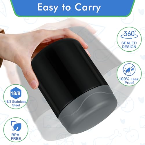 wiwens 12oz 2 Pack Insulated Food Jar Set for Kids Soup Thermo Hot Food Lunch Container Wide Mouth Leak Proof Stainless Steel Vacuum Bento Box for School Office Travel Outdoors - Image 3