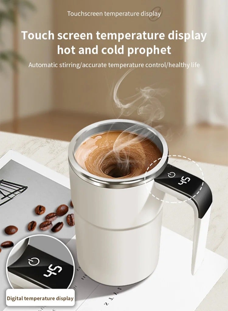 AROAQ Automatic Stirring Cup Rechargeable Portable Coffee Electric Stirring Stainless Steel Mixer Rotating Magnetic Self Stirring Mugs - Image 1
