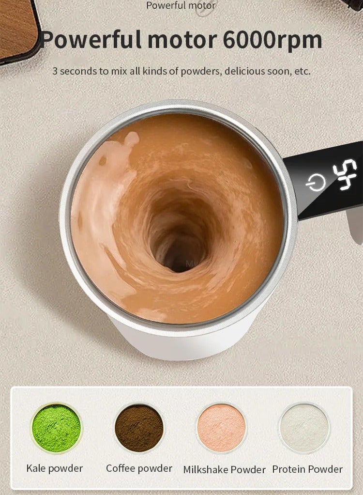 AROAQ Automatic Stirring Cup Rechargeable Portable Coffee Electric Stirring Stainless Steel Mixer Rotating Magnetic Self Stirring Mugs - Image 2