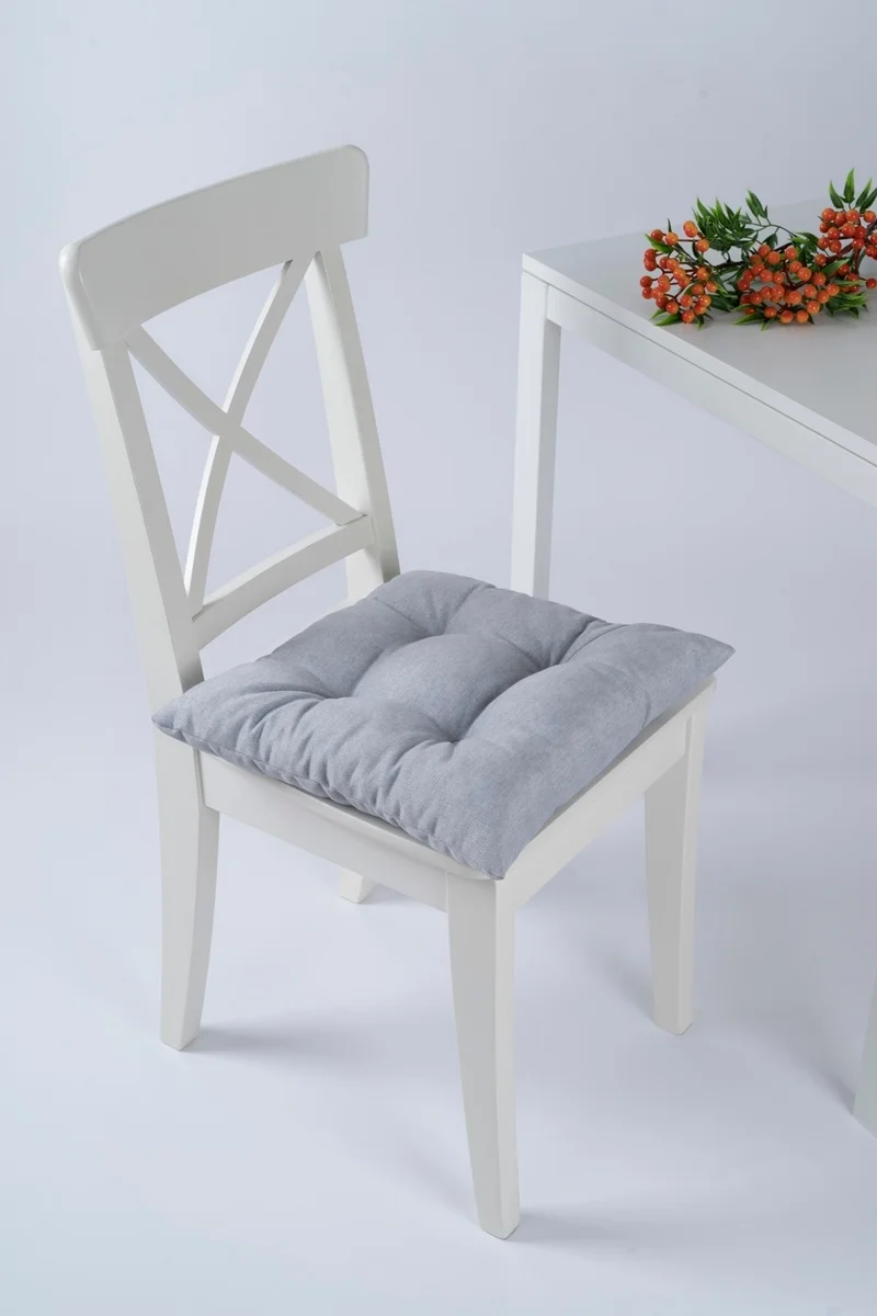 Altın Pamuk Golden Cotton Golden Cotton Beta Pofidik Gray Chair Cushion With Lace 40X40CM