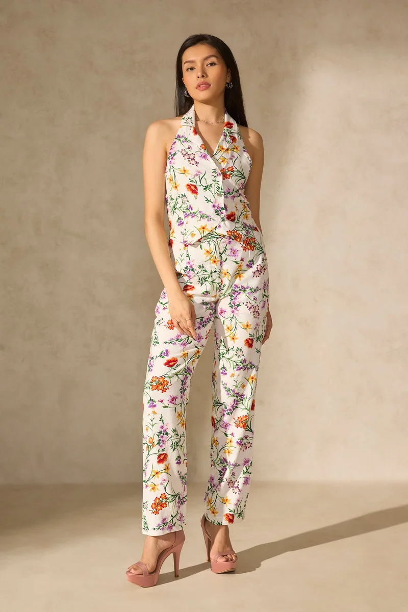 فيرجيو Linen Floral Vacation Vests for Women