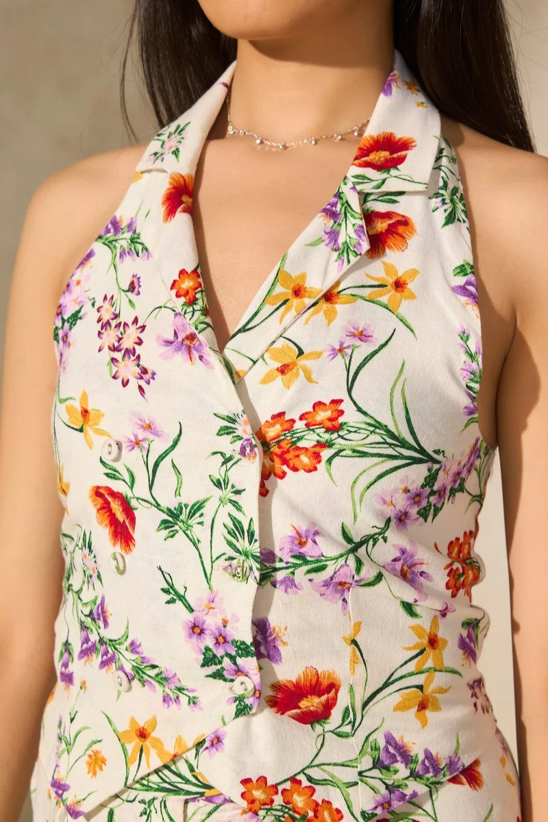 Virgio  Linen Floral Vacation Vests for Women for Women | Best Price UAE