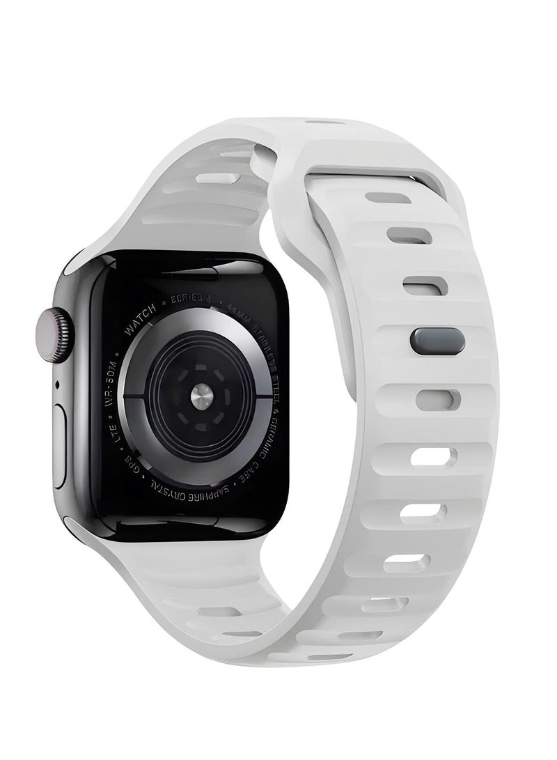 متوافق مع Apple Watch Band 38mm 40mm 41mm 42mmBands للرجال والنساء ، تصميم فريد من نوعه قوي سيليكون حزام معصم لسلسلة iWatch 11/10/9/8/7/6/5/4/3/2/1 / SE أبيض - Image 1