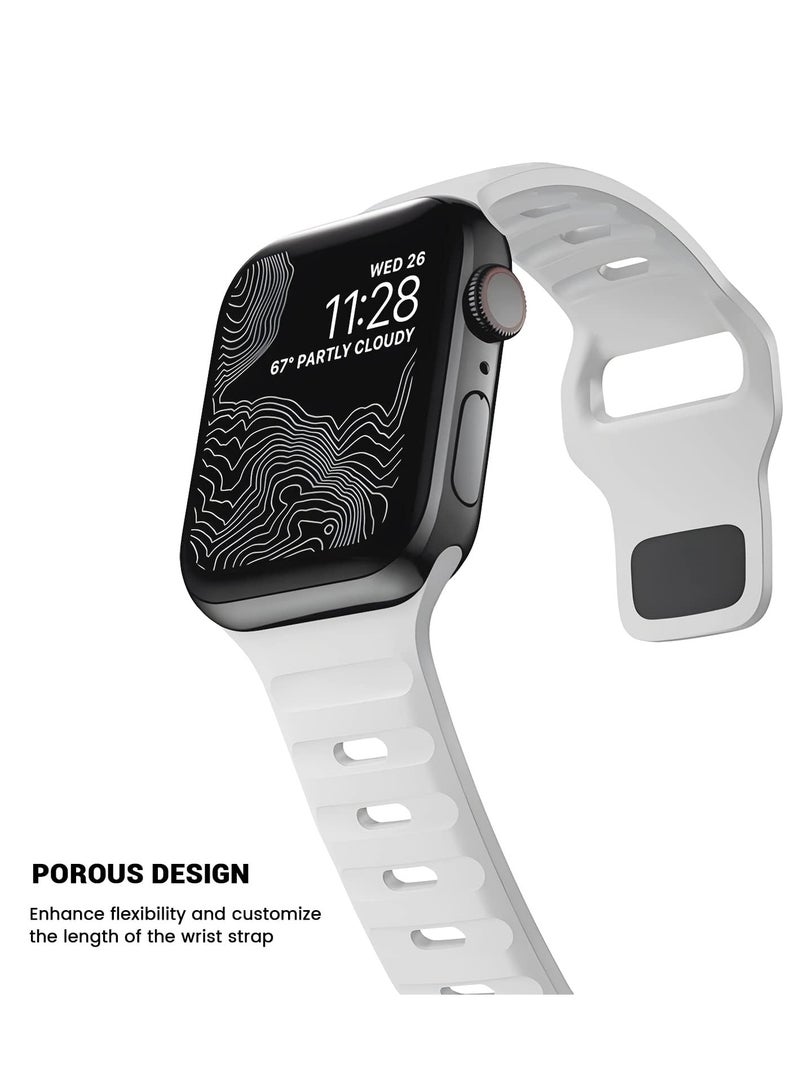 متوافق مع Apple Watch Band 38mm 40mm 41mm 42mmBands للرجال والنساء ، تصميم فريد من نوعه قوي سيليكون حزام معصم لسلسلة iWatch 11/10/9/8/7/6/5/4/3/2/1 / SE أبيض - Image 2