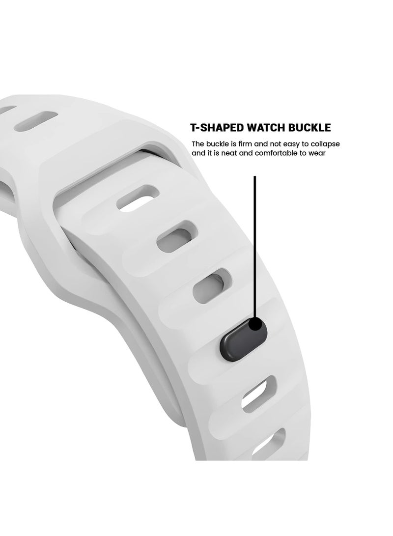 متوافق مع Apple Watch Band 38mm 40mm 41mm 42mmBands للرجال والنساء ، تصميم فريد من نوعه قوي سيليكون حزام معصم لسلسلة iWatch 11/10/9/8/7/6/5/4/3/2/1 / SE أبيض - Image 3