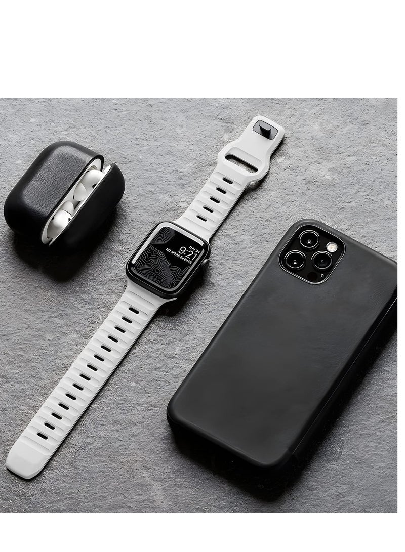 متوافق مع Apple Watch Band 38mm 40mm 41mm 42mmBands للرجال والنساء ، تصميم فريد من نوعه قوي سيليكون حزام معصم لسلسلة iWatch 11/10/9/8/7/6/5/4/3/2/1 / SE أبيض - Image 4