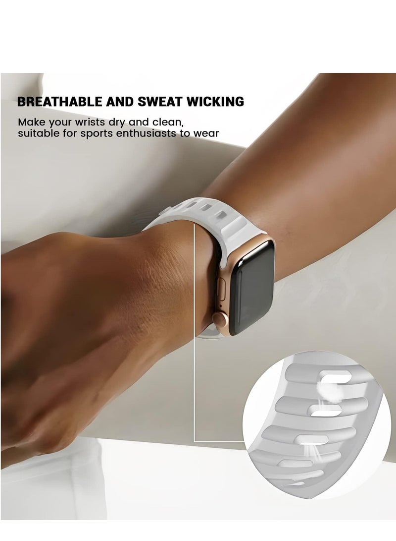 متوافق مع Apple Watch Band 38mm 40mm 41mm 42mmBands للرجال والنساء ، تصميم فريد من نوعه قوي سيليكون حزام معصم لسلسلة iWatch 11/10/9/8/7/6/5/4/3/2/1 / SE أبيض - Image 5