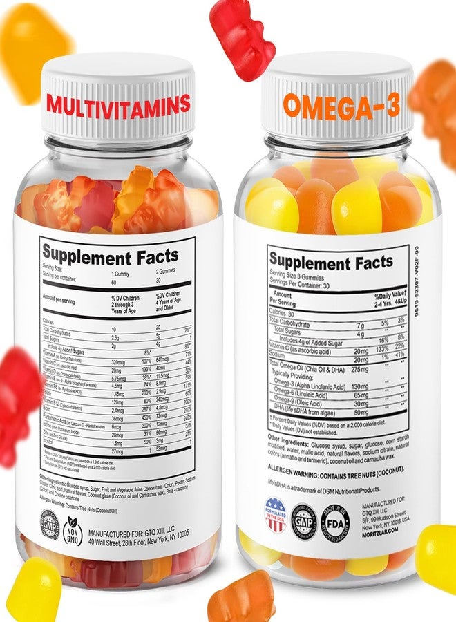 DR. MORITZ Omega 3 Gummies (90 Count) and Kids Multivitamin Gummies Bundle (60 Count) - for Daily Health Support - Vegan DHA Omega 3 for Kids - Non-GMO Toddler Vitamins -Yummy Kid Vitamins - Image 2
