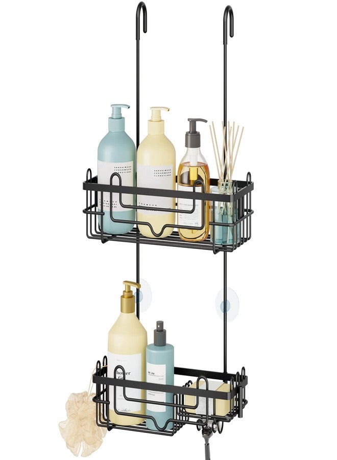 Consumest Over the Door Shower Caddy - 2-Tier Hanging Shower Organizer with Soap Holder, Rustproof Bathroom Storage and Organizer Rack for Shampoo, Towels, and Toiletries, Black - Image 1