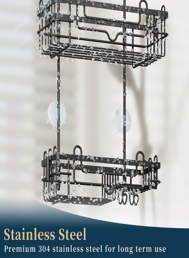 Consumest Over the Door Shower Caddy - 2-Tier Hanging Shower Organizer with Soap Holder, Rustproof Bathroom Storage and Organizer Rack for Shampoo, Towels, and Toiletries, Black - Image 4