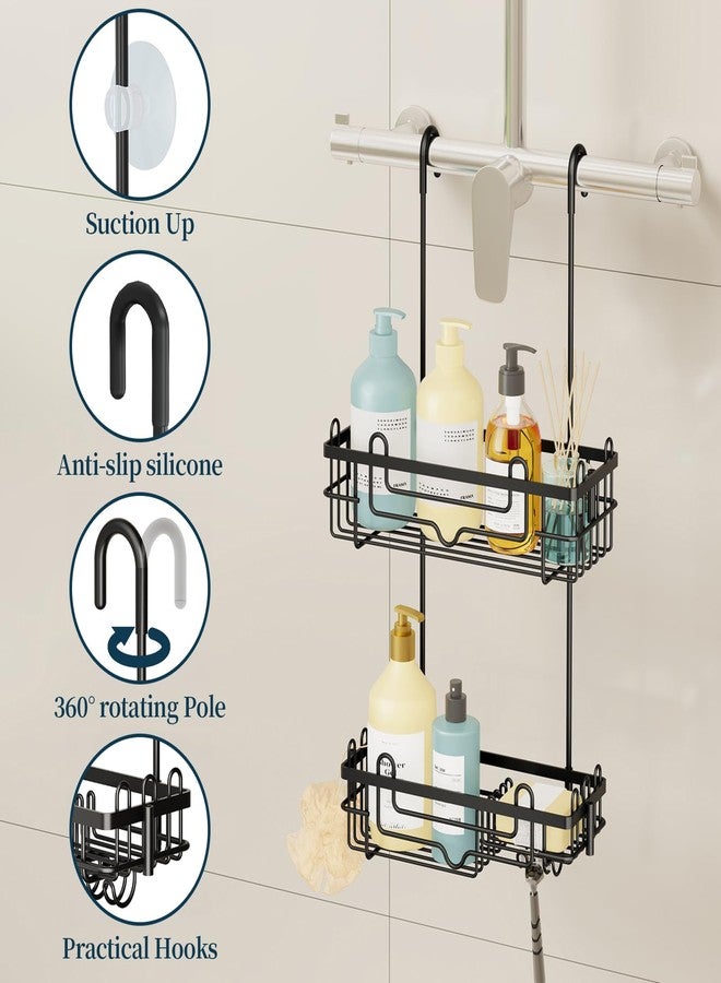 Consumest Over the Door Shower Caddy - 2-Tier Hanging Shower Organizer with Soap Holder, Rustproof Bathroom Storage and Organizer Rack for Shampoo, Towels, and Toiletries, Black - Image 5